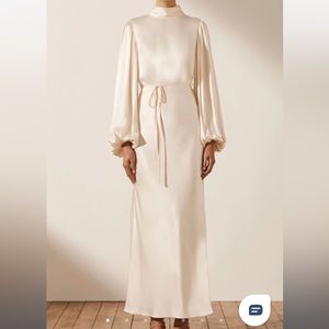 NWOT Shona Joy La Lune Open Back Wrap Midi Dress Cream